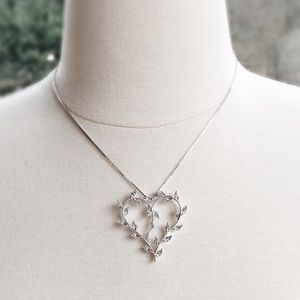 Sterling Silver & CZ Vine/Heart Necklace